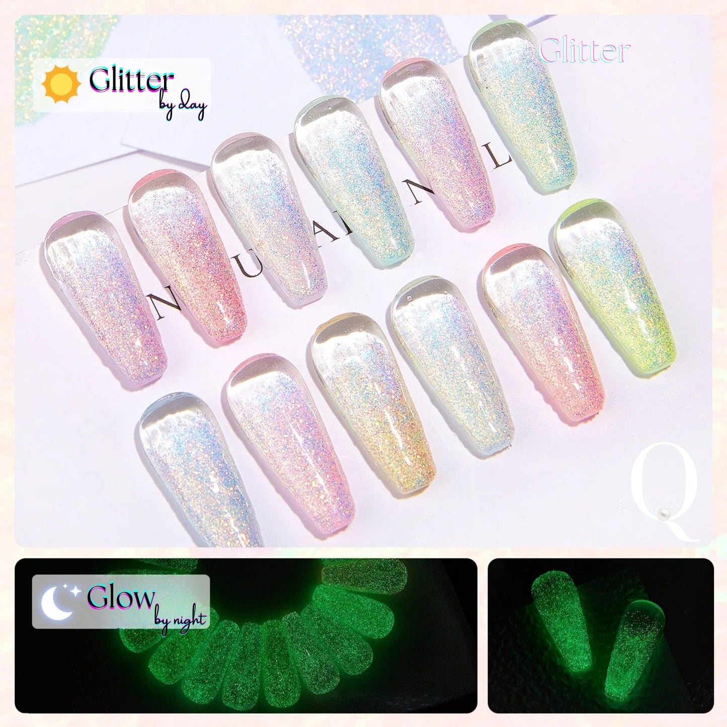 Glow-in-the-Dark Glitter Nail Polish – 12 Dazzling Shades for Day & Night Magic