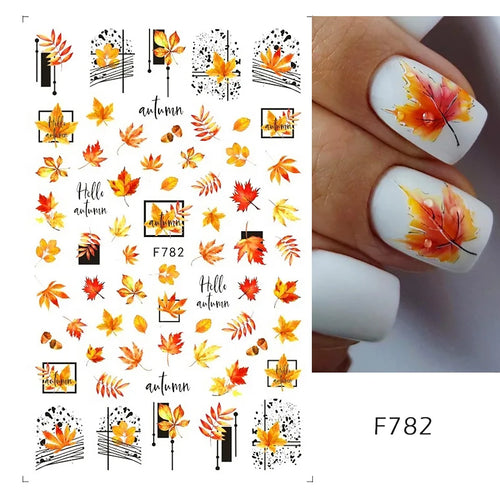 Autumn Leaves Elegance 3D Nail Art Stickers