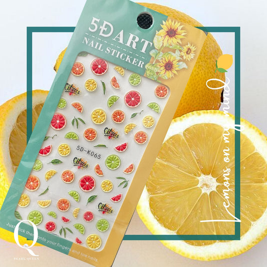 Citrus Bliss 5D Nail Stickers – Summer Lemon Fruit Manicure Accents