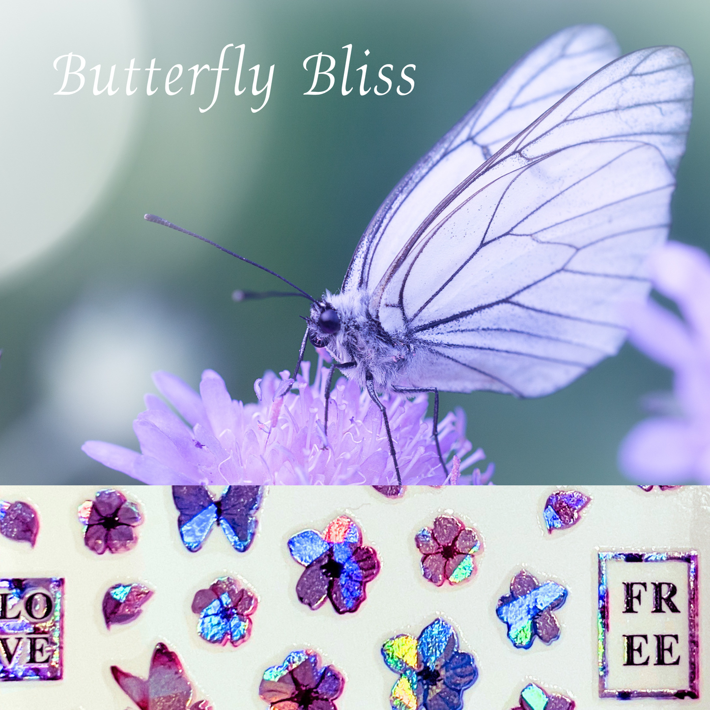 Holographic Butterfly Bliss Nail Stickers 🦋✨