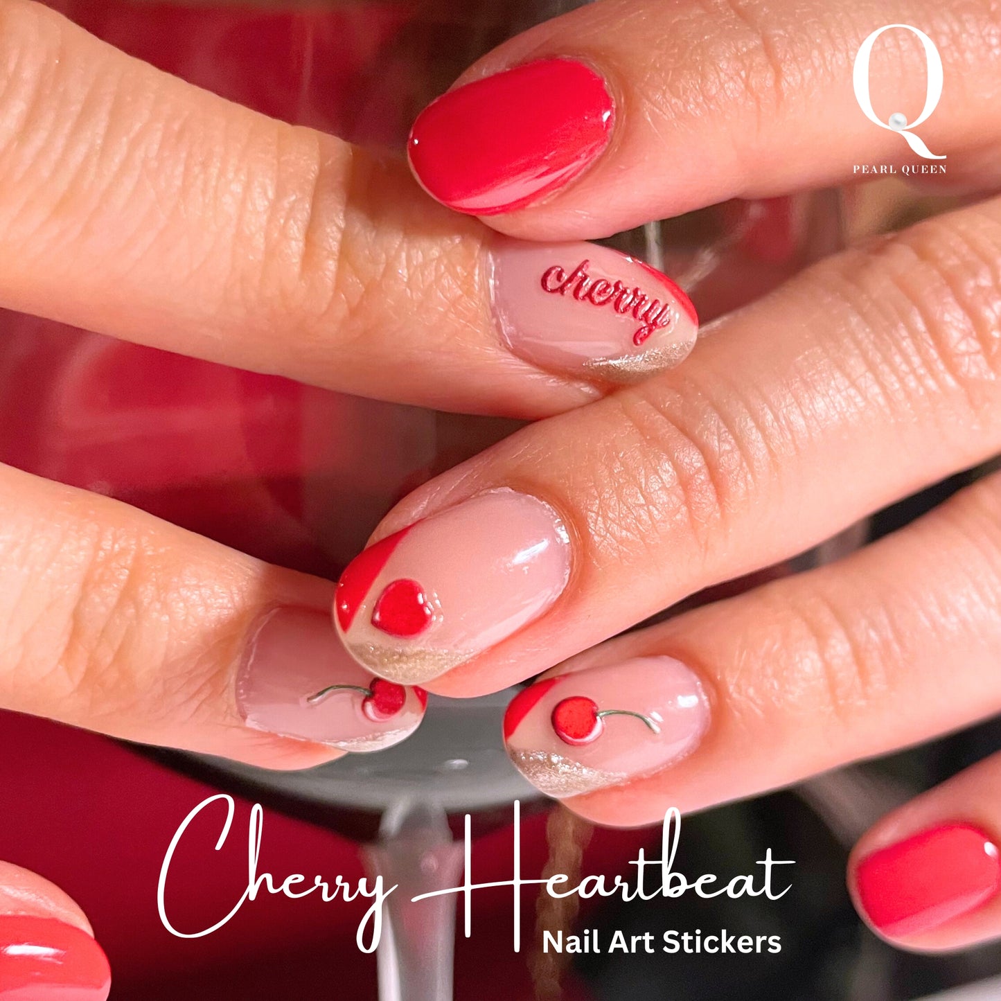 Cherry Heartbeat Nail Stickers | Sweet 3D Designs for Playful Nail Art