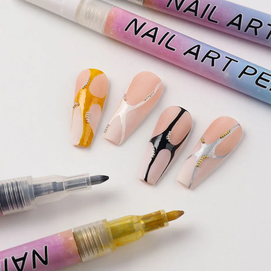 Water‑Based Pens (Set of 4 Colors) for Effortless Nail Designs 0.7 mm Pen Manicure Tool