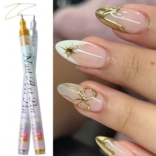 Water‑Based Pens (Set of 2 Colors) for Effortless Nail Designs 0.5 mm Pen Manicure Tool