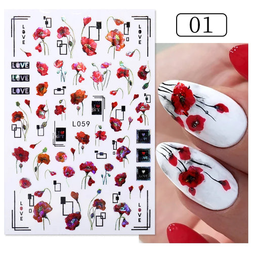 3D Poppy Flower Nail Stickers β A Love Letter to Elegance