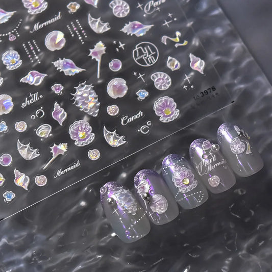 Mermaid Treasure Iridescent 5D Nail Stickers