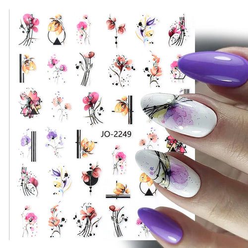 Blossoming Artistry Floral & Geometric Nail Stickers