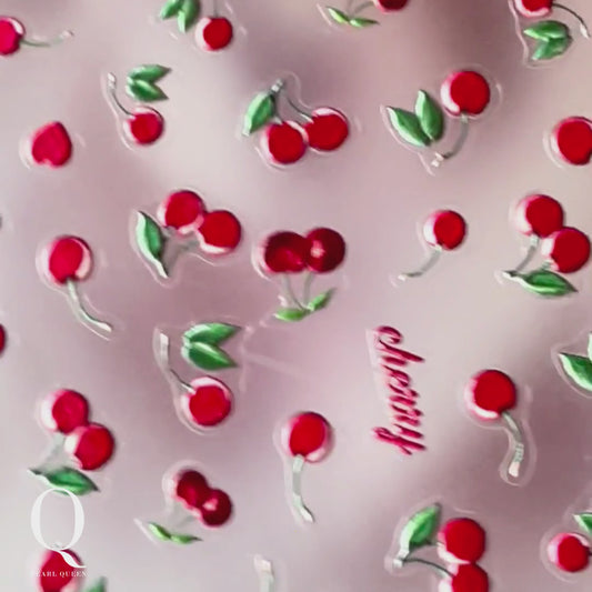 Cherry Heartbeat Nail Stickers | Sweet 3D Designs for Playful Nail Art