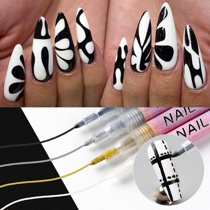 Water‑Based Pens (Set of 4 Colors) for Effortless Nail Designs 0.7 mm Pen Manicure Tool