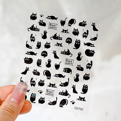 Black Cat Stickers 🖤 – Halloween & Everyday Nail Art