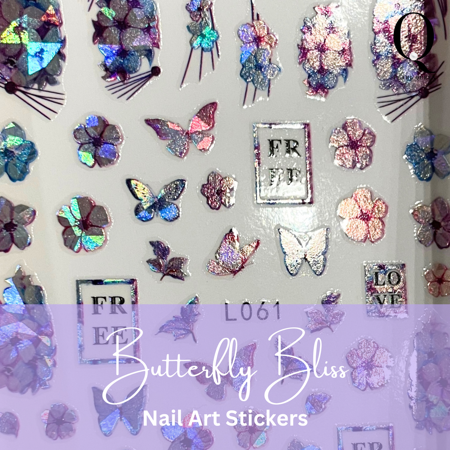 Holographic Butterfly Bliss Nail Stickers 🦋✨