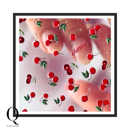 Cherry Heartbeat Nail Stickers | Sweet 3D Designs for Playful Nail Art