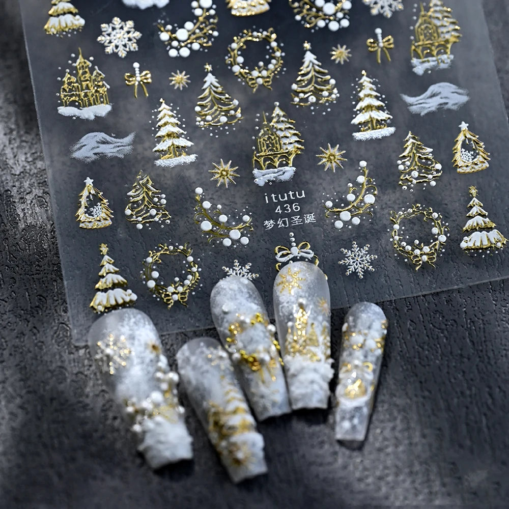Enchanted Winter Tale — 3D Christmas Nail Stickers