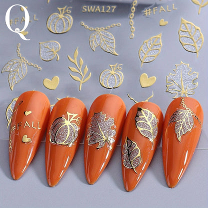 Pearl Queen Halloween Nail Stickers – Ghosts, Pumpkins & Webs | 3D Adhesive Pack of 3 for Spooky Nail Art at Home