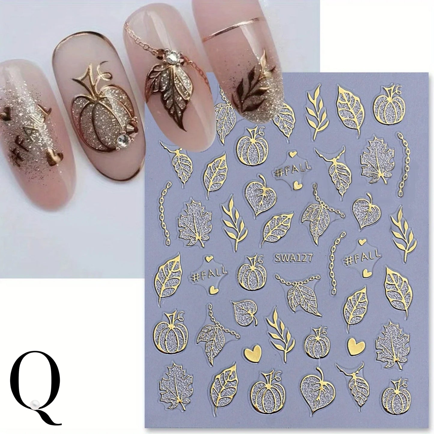 Pearl Queen Halloween Nail Stickers – Ghosts, Pumpkins & Webs | 3D Adhesive Pack of 3 for Spooky Nail Art at Home