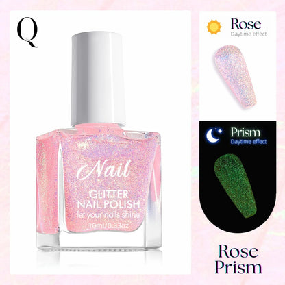 Glow-in-the-Dark Glitter Nail Polish – 12 Dazzling Shades for Day & Night Magic