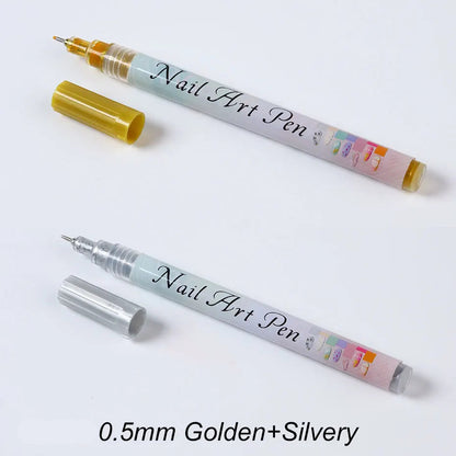 Water‑Based Pens (Set of 2 Colors) for Effortless Nail Designs 0.5 mm Pen Manicure Tool