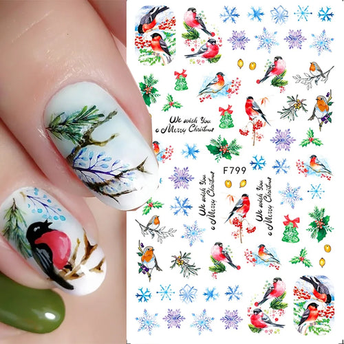 Winter Robin Nail Art Stickers – Effortless Holiday Charm for Natural Nails