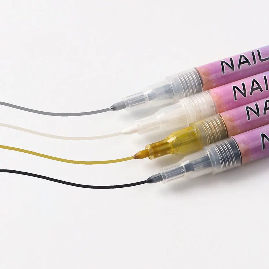 Water‑Based Pens (Set of 4 Colors) for Effortless Nail Designs 0.7 mm Pen Manicure Tool