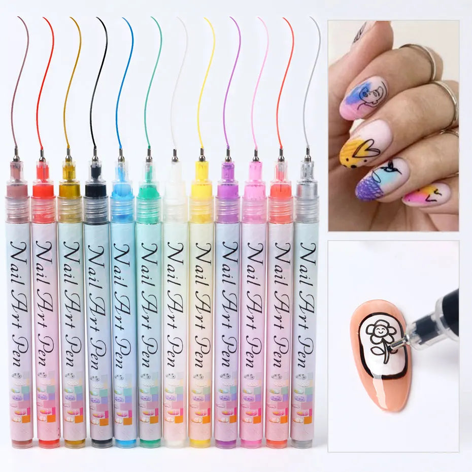 Water‑Based Pens (Set of 2 Colors) for Effortless Nail Designs 0.5 mm Pen Manicure Tool