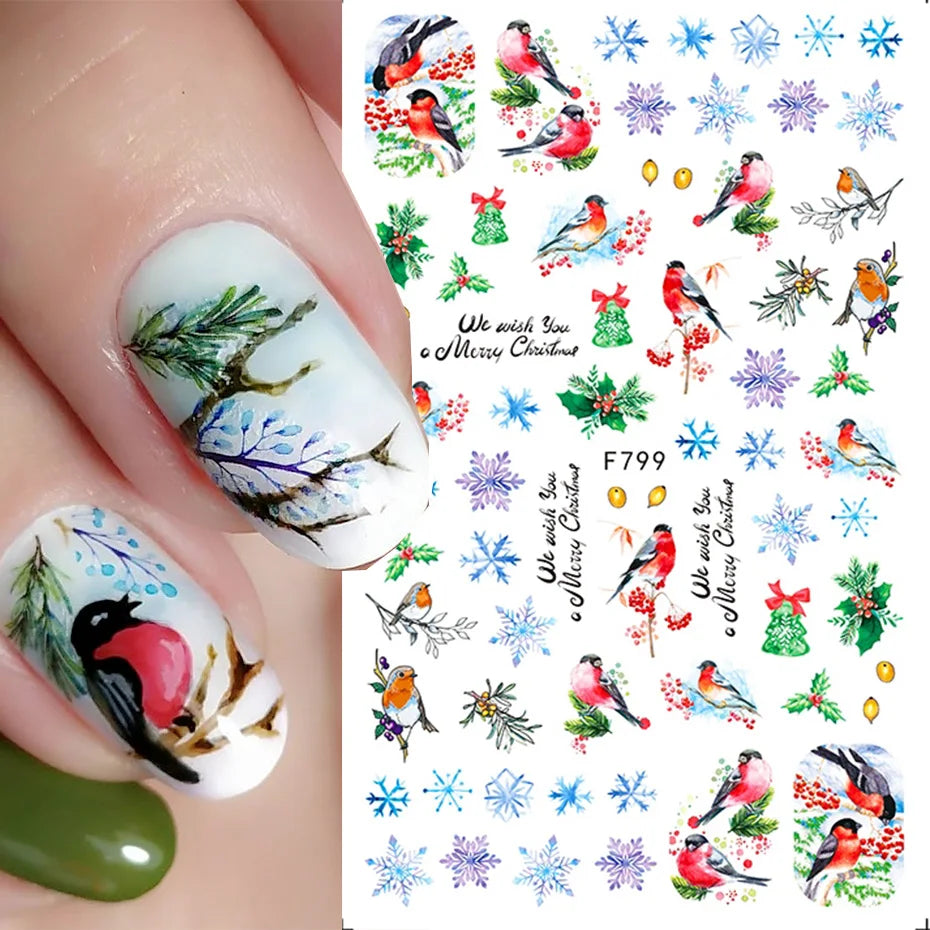 Winter Robin Nail Art Stickers – Effortless Holiday Charm for Natural Nails