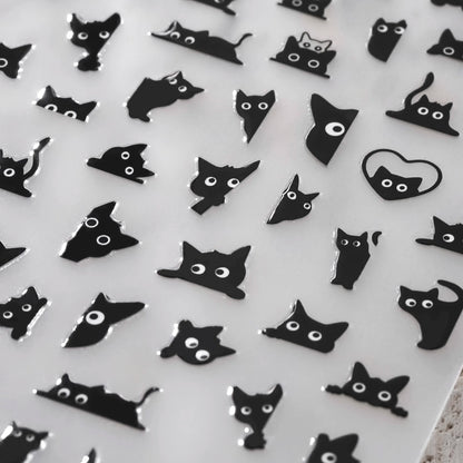 Black Cat Stickers 🖤 – Halloween & Everyday Nail Art