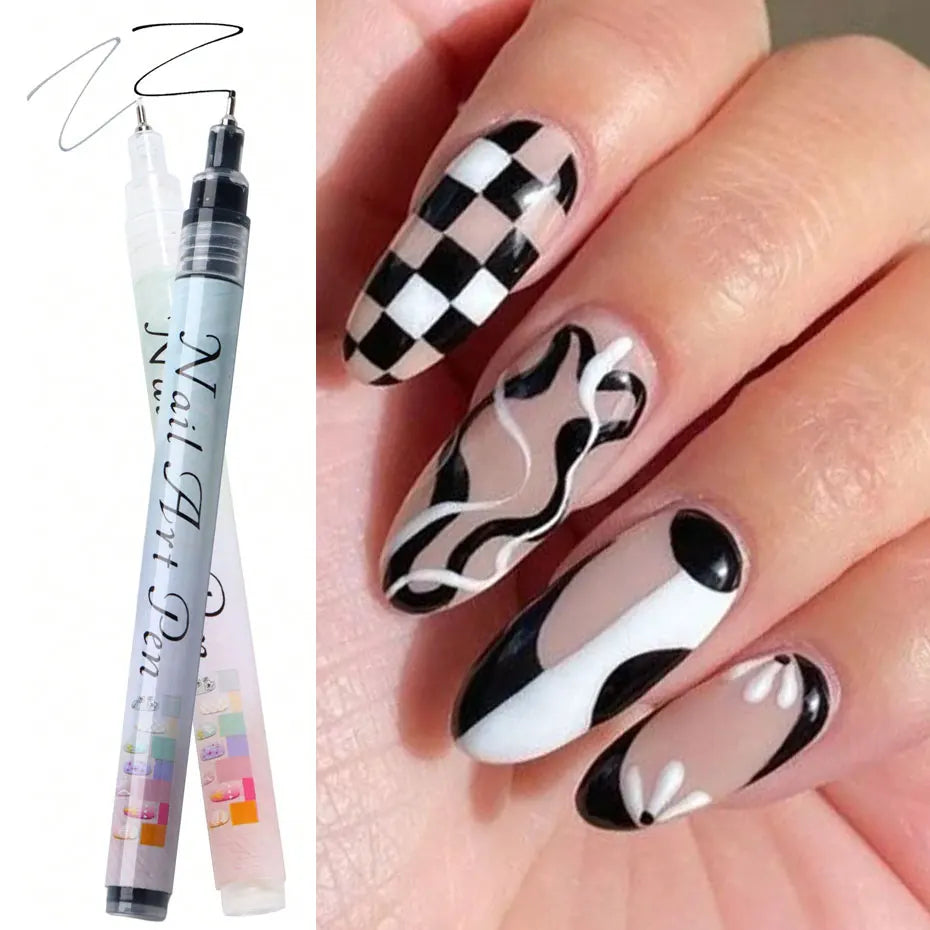 Water‑Based Pens (Set of 2 Colors) for Effortless Nail Designs 0.5 mm Pen Manicure Tool