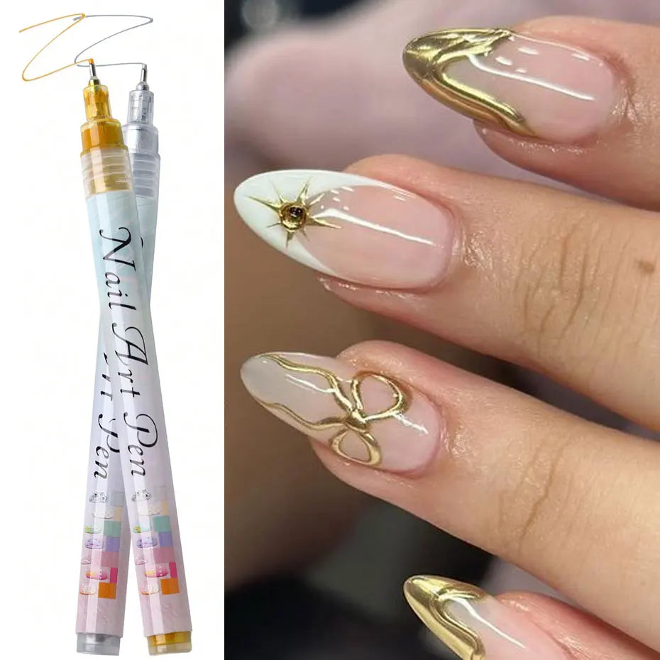 Water‑Based Pens (Set of 2 Colors) for Effortless Nail Designs 0.5 mm Pen Manicure Tool