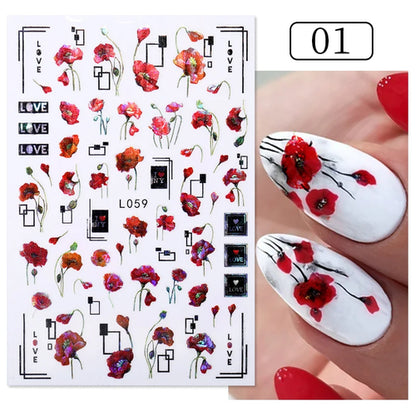 3D Poppy Flower Nail Stickers – A Love Letter to Elegance