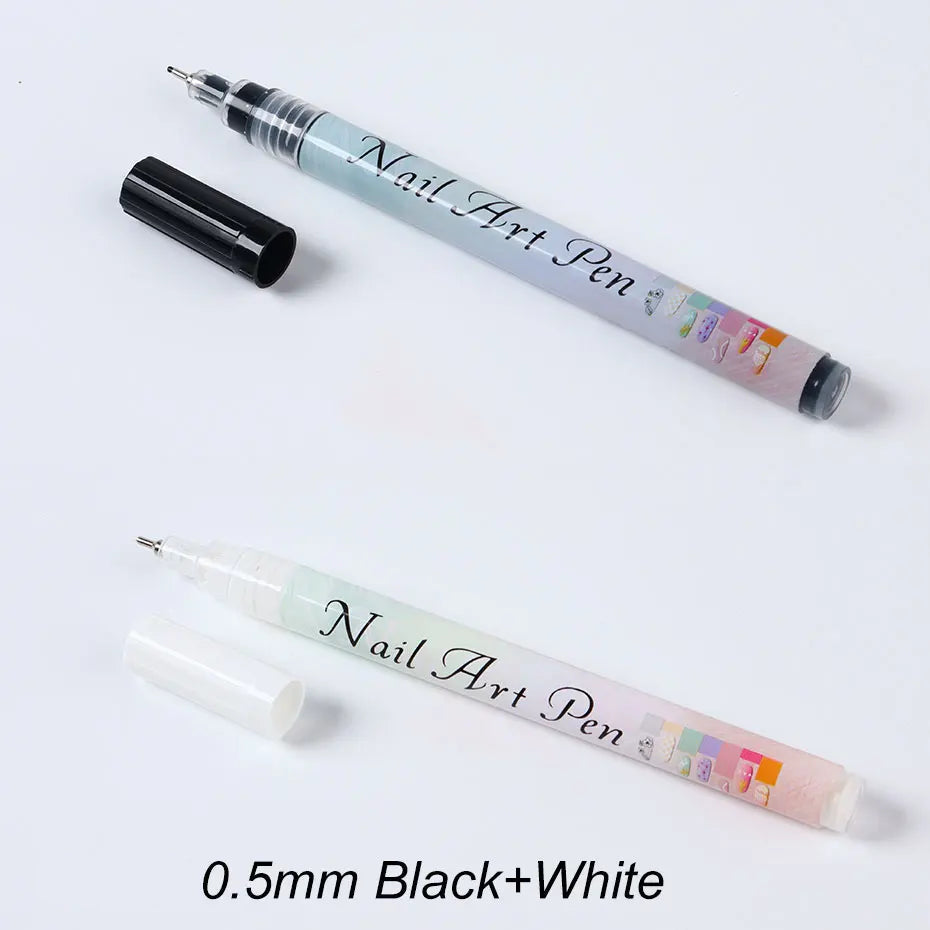 Water‑Based Pens (Set of 2 Colors) for Effortless Nail Designs 0.5 mm Pen Manicure Tool