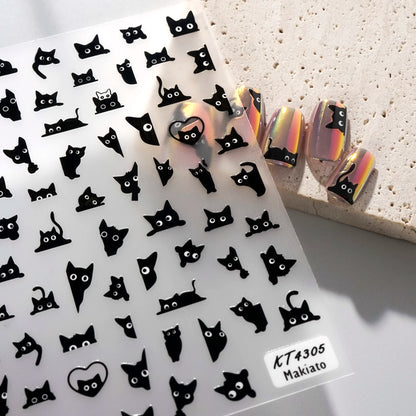 Black Cat Stickers 🖤 – Halloween & Everyday Nail Art