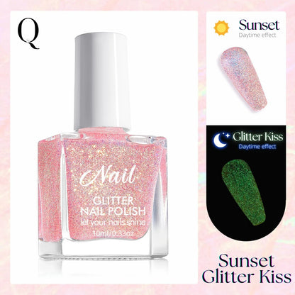 Glow-in-the-Dark Glitter Nail Polish – 12 Dazzling Shades for Day & Night Magic