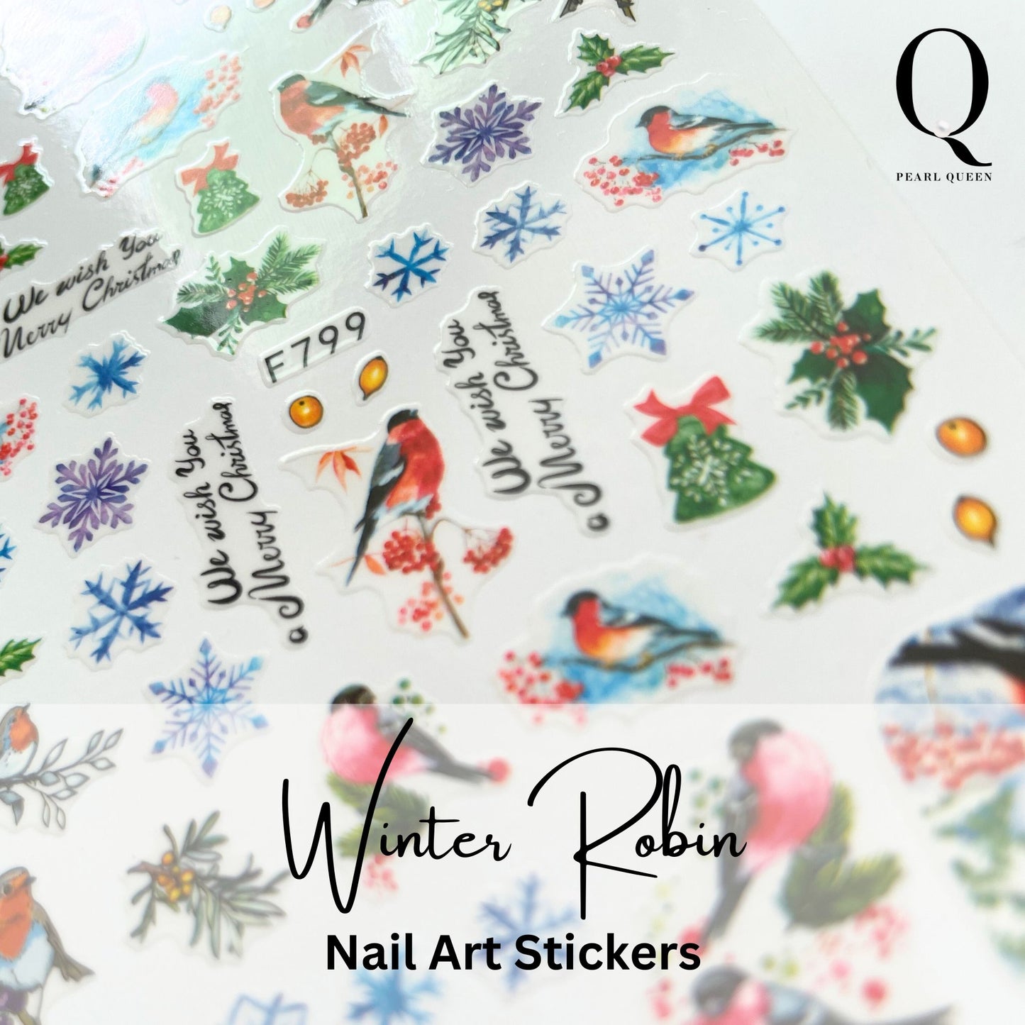 Winter Robin Nail Art Stickers – Effortless Holiday Charm for Natural Nails