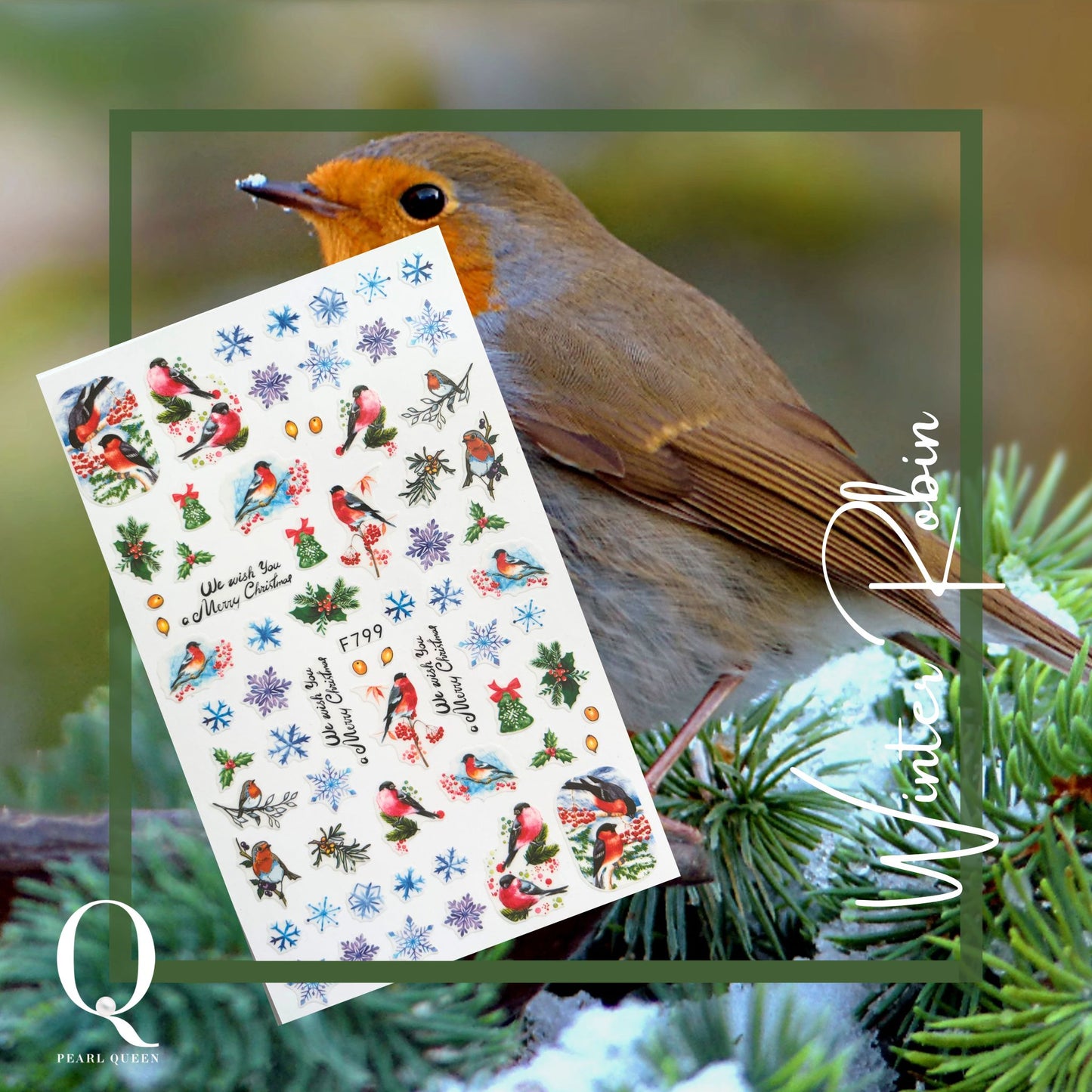 Winter Robin Nail Art Stickers – Effortless Holiday Charm for Natural Nails