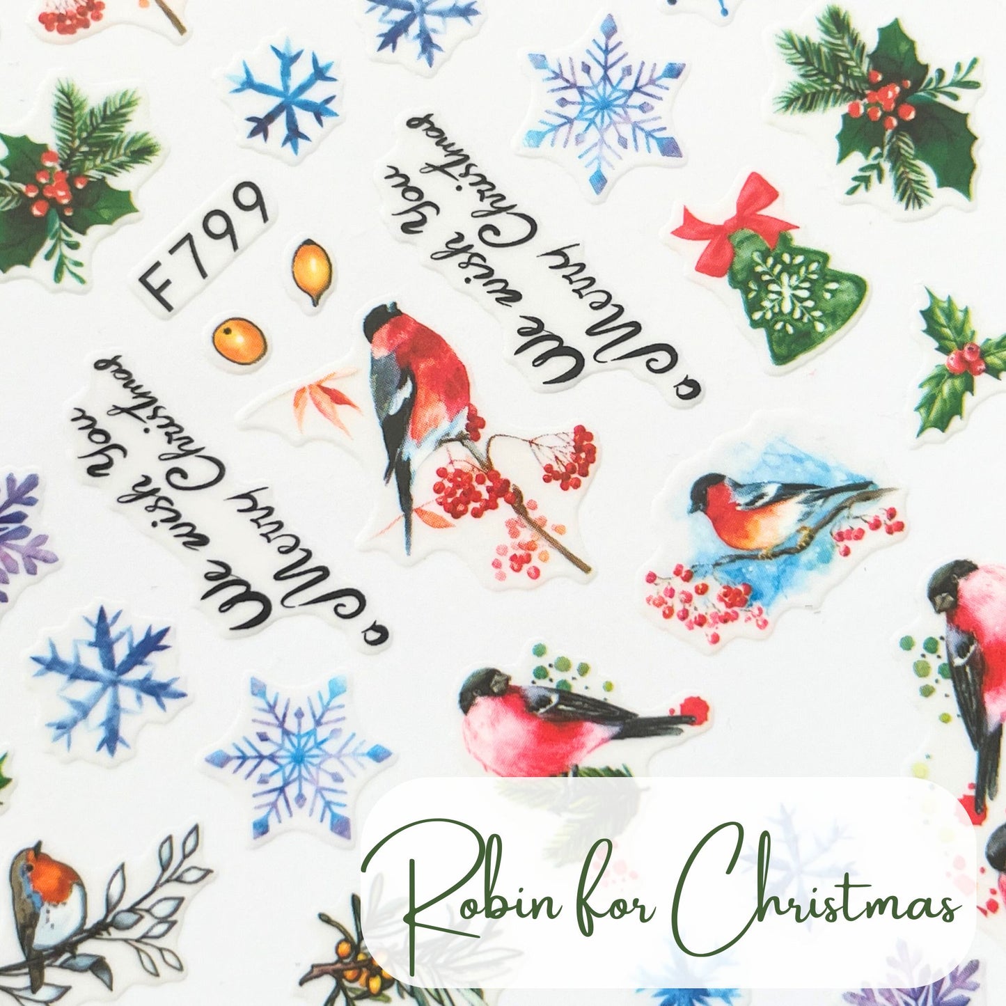 Winter Robin Nail Art Stickers – Effortless Holiday Charm for Natural Nails