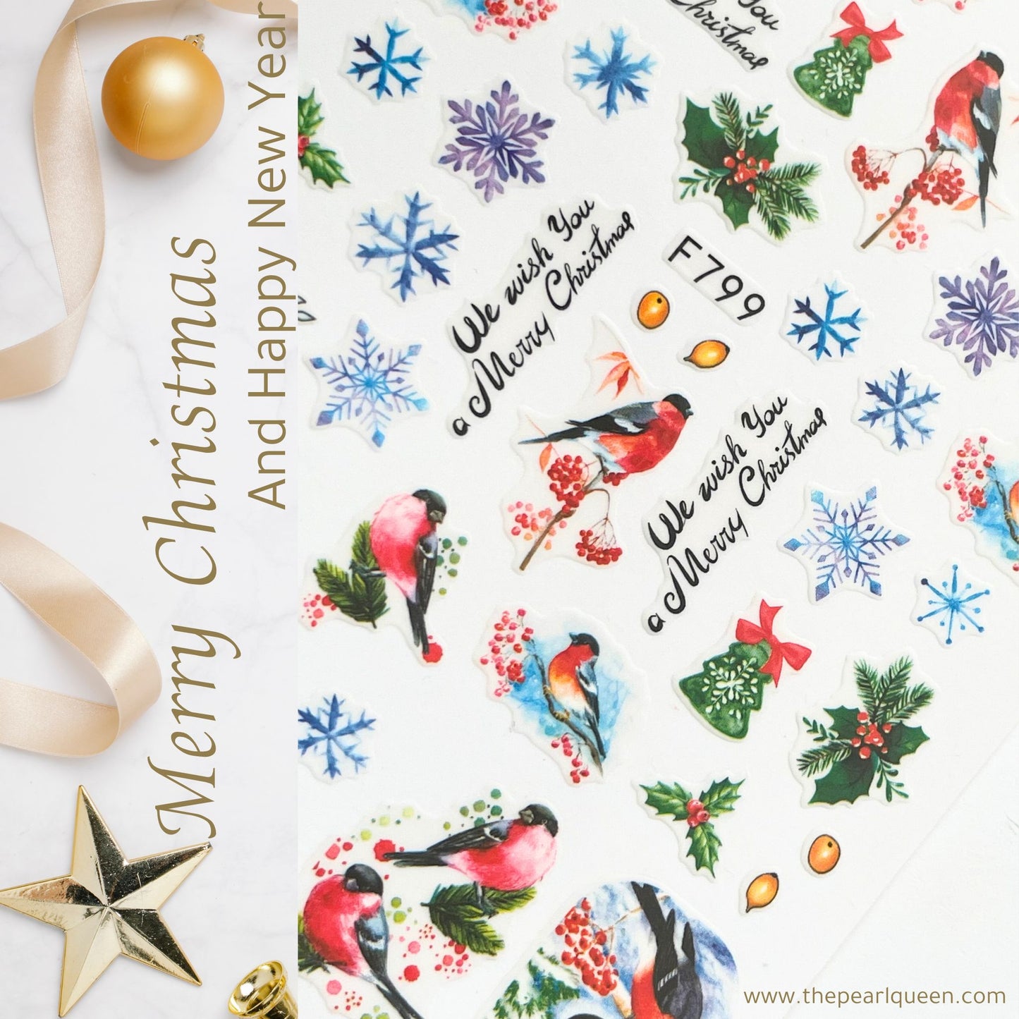 Winter Robin Nail Art Stickers – Effortless Holiday Charm for Natural Nails