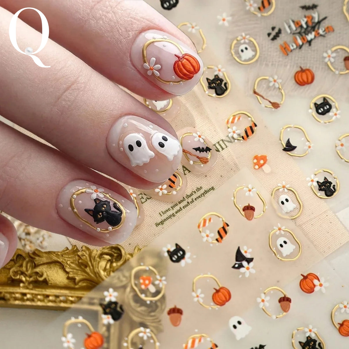 Ghostly Portraits 3D Halloween Nail Stickers