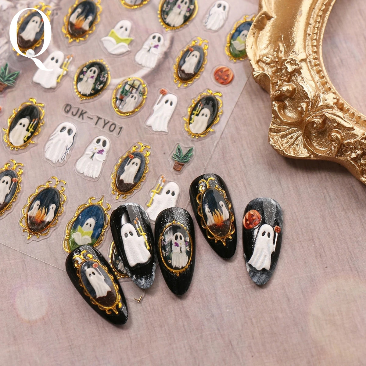 Ghostly Portraits 3D Halloween Nail Stickers
