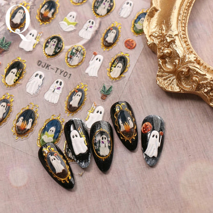 Ghostly Portraits 3D Halloween Nail Stickers