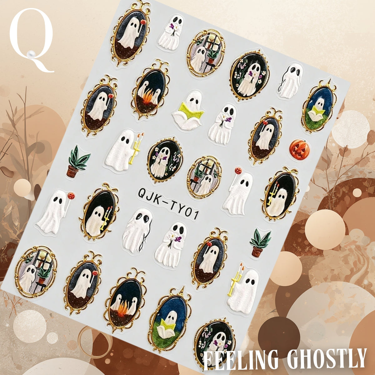 Ghostly Portraits 3D Halloween Nail Stickers