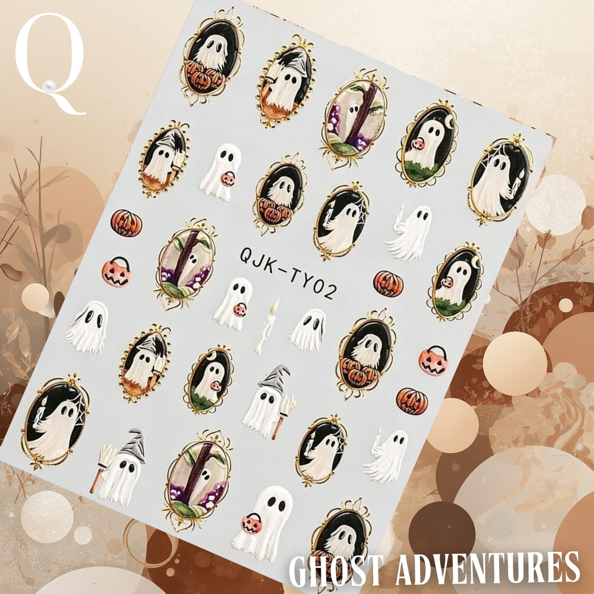 Ghostly Portraits 3D Halloween Nail Stickers