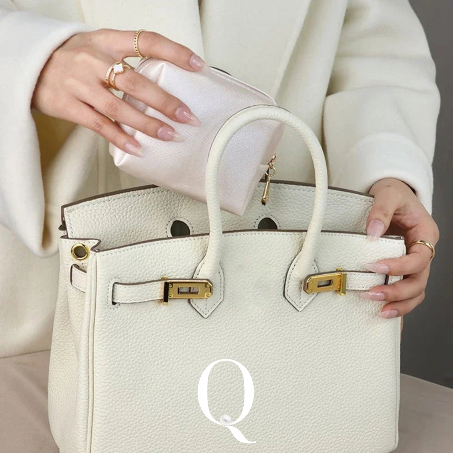 Elegant Makeup & Nail Essentials Bag - The Pearl Queen Travel Beauty Pouch