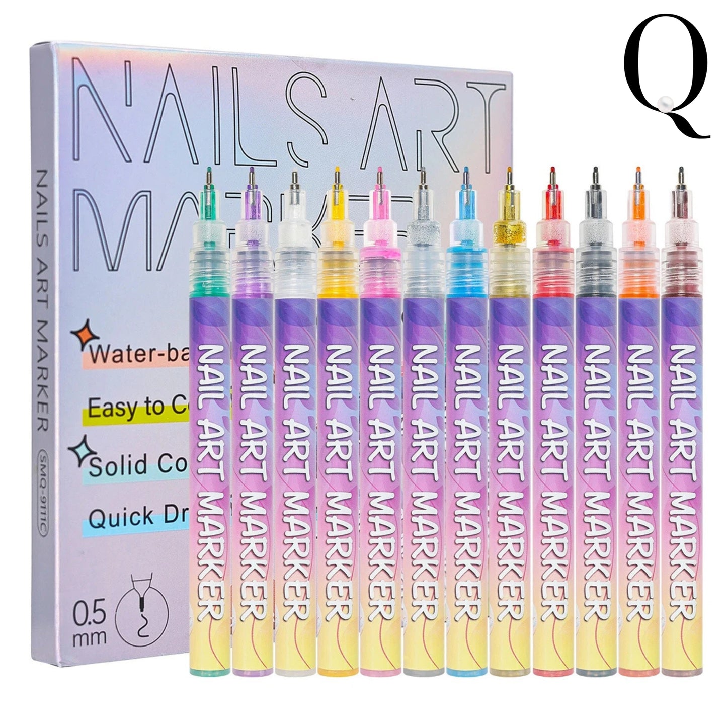 Nail Art Graffiti Pen Set – 12‑Color Water‑Based Pens for Effortless Nail Designs