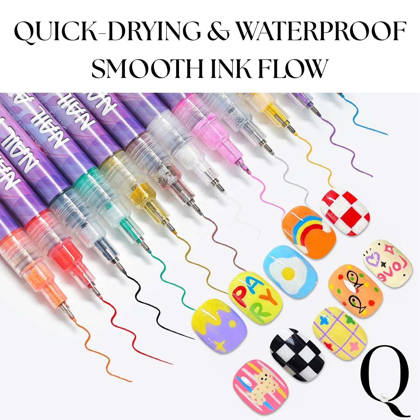 Nail Art Graffiti Pen Set – 12‑Color Water‑Based Pens for Effortless Nail Designs