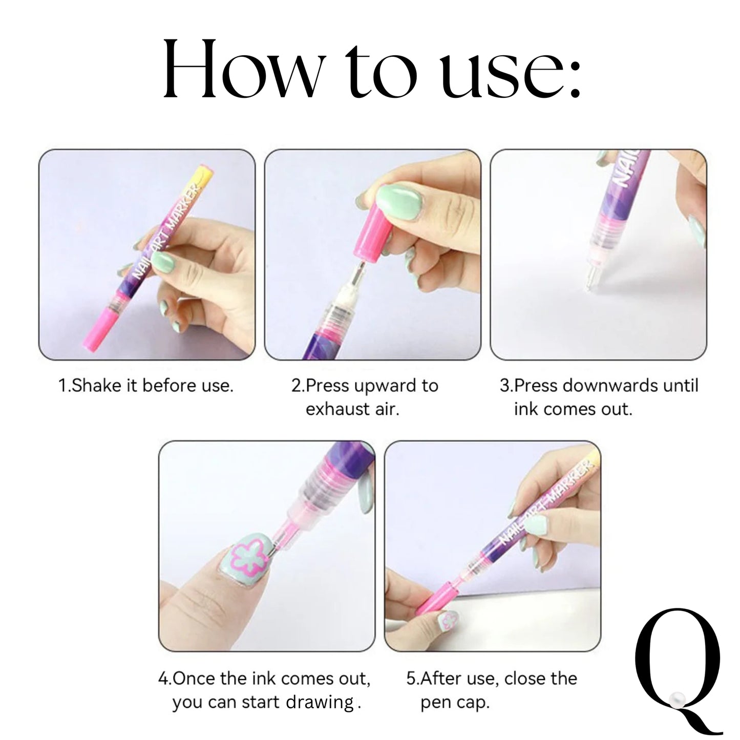 Nail Art Graffiti Pen Set – 12‑Color Water‑Based Pens for Effortless Nail Designs